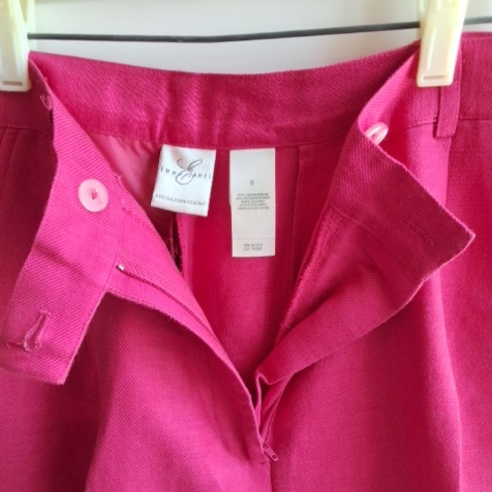 Emma James Hot Pink Blazer Short Sleeve and Linen Pant Suit Set - Picture 3 of 11